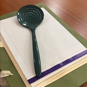 Vintage Dansk melamine Dark Green NEW skimmer. ( slotted spoon)